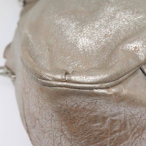 CELINE Hand Bag Leather 2way Silver Auth 91848 - Picture 10 of 16